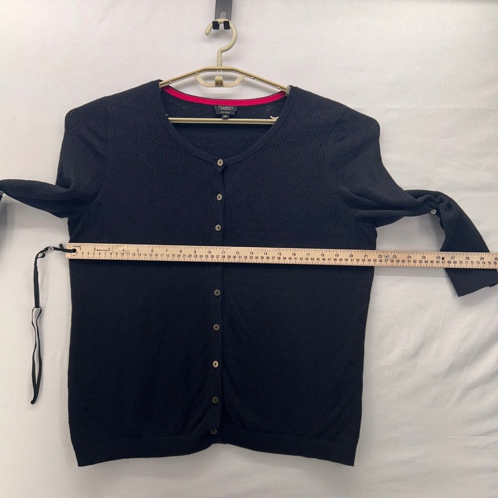 Talbots Cotton Cardigan 1XP Black‎ - Picture 11 of 13